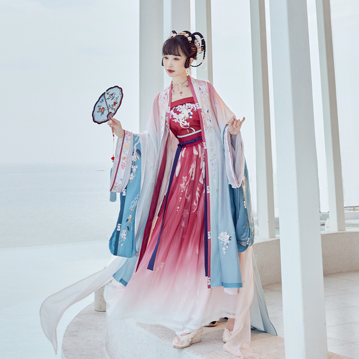 十三余小豆蔻儿[鹤之羽仙]直领对襟长衫吊带...