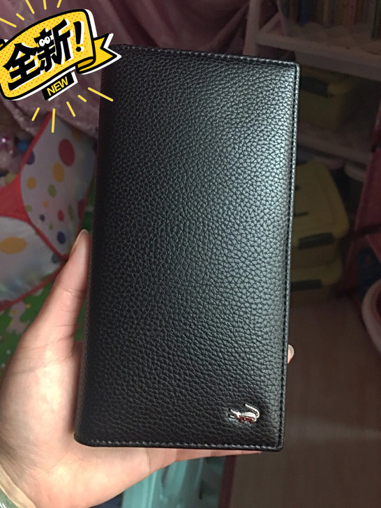 半卖半送，卡帝乐鳄鱼头层牛皮长款真皮钱包男...
