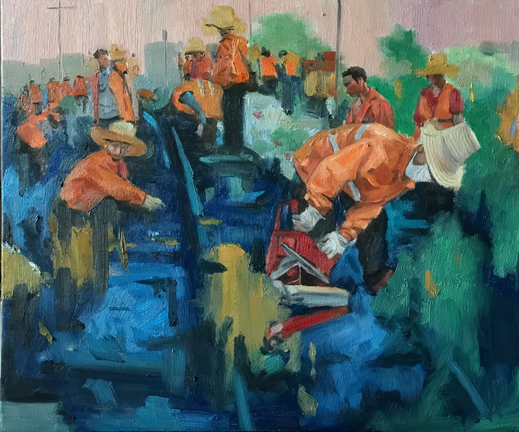 原创作品，纯手工油画，大小为5060厘米，...