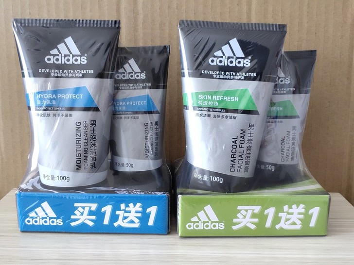 阿迪达斯男士洗面奶劲透控油炭爽洁面膏/活力...