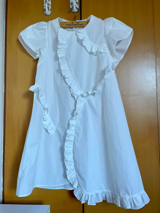 【法式不规则女装】夏季新款短袖裙子压褶木耳...