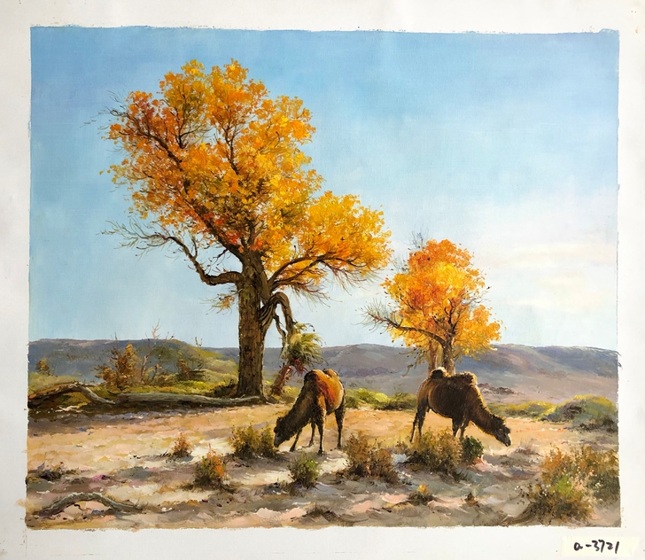 手绘油画，《骆驼》，美院学生作品，尺寸50...