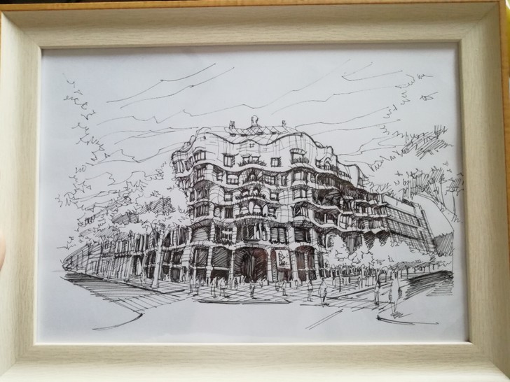手绘风景建筑钢笔速写