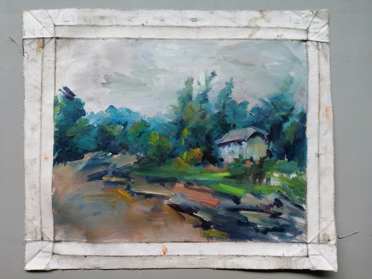 布面油画美院学生作品。