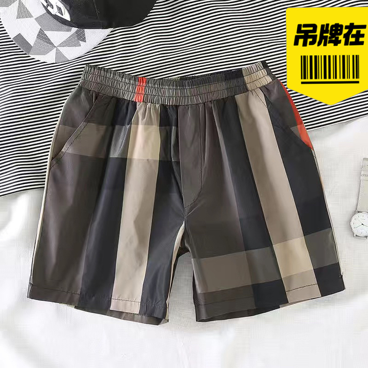 夏季新款短裤男潮流快手同款格子五分短裤情侣...