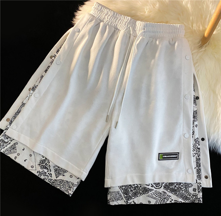 运动裤短裤男女夏季宽松外穿ins高街双层排...