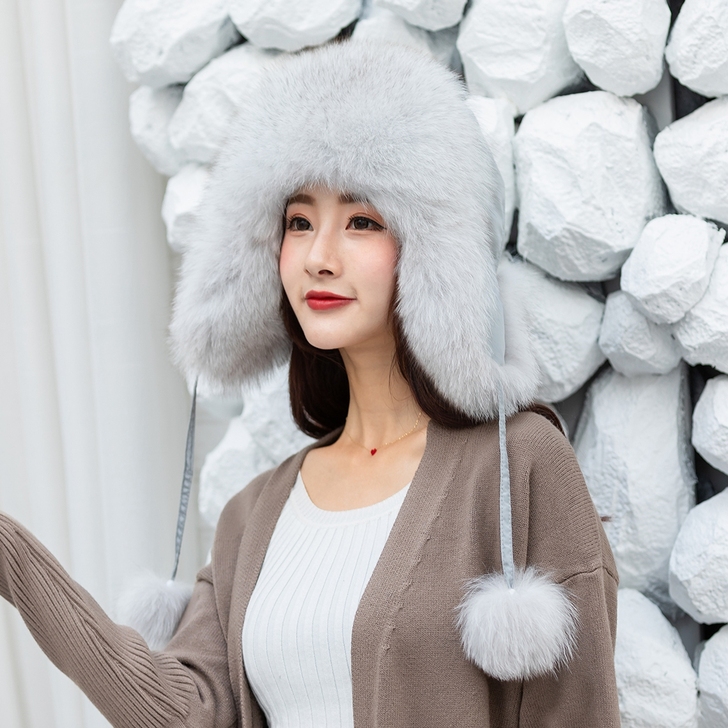 狐狸毛雷锋帽冬季保暖 韩版狐狸毛风雪帽 滑雪帽显##amp；hellip；