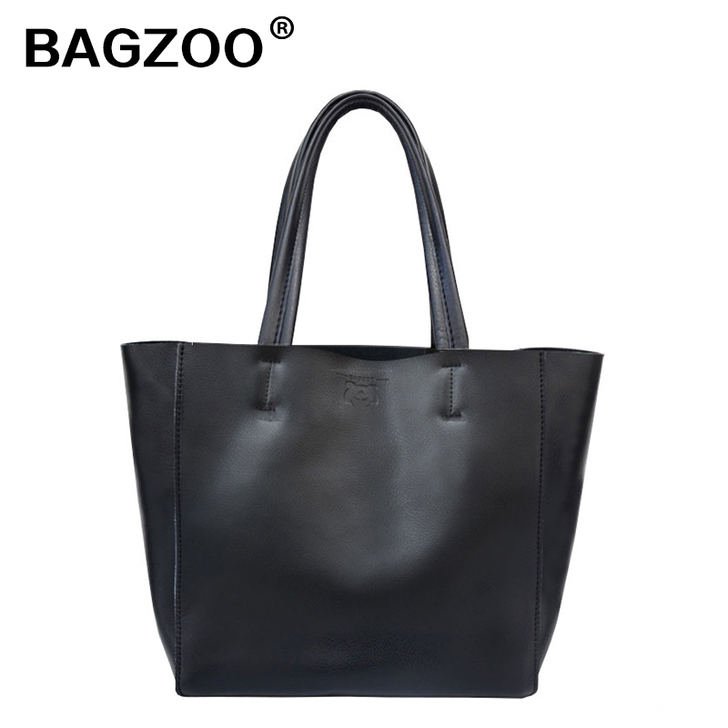 bagzoo牛皮女包购物袋型新潮欧美单肩包...