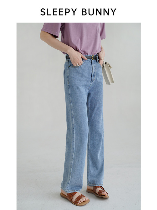 瞌睡兔 牛仔裤 拖地长裤