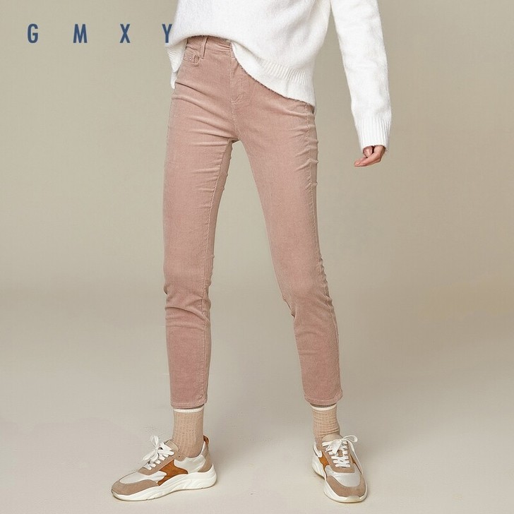 古木夕羊GMXY裤子春秋女装新品合体弹力修...