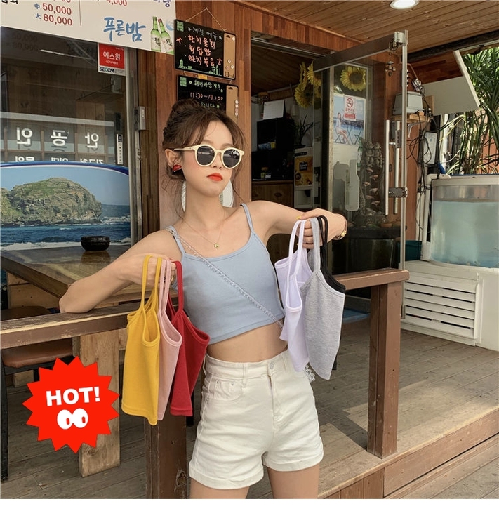 小吊带背心女夏2021新款短款修身百搭内穿...