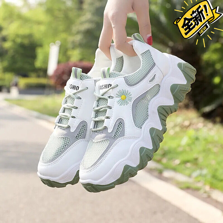 2021女士新款夏季厚底网面透气学生休闲老...