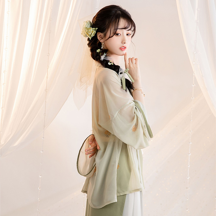 池夏春茶宴:竹音 宋制对襟短衫吊带两片裙原...