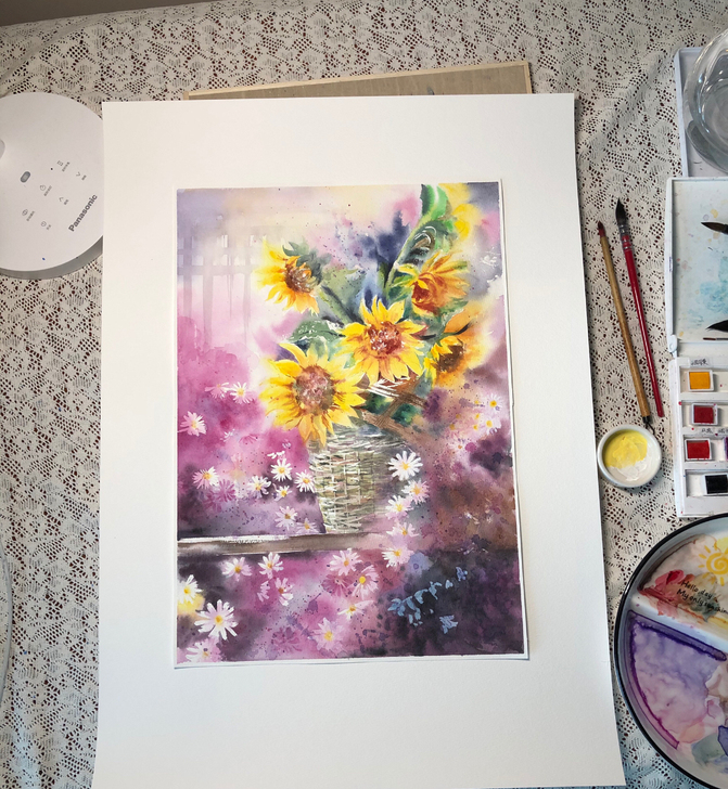 八开水彩画出售，水彩花卉，水彩作品，水彩向...