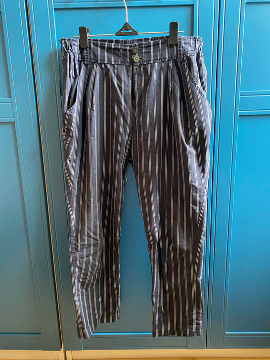 蓝色白条纹裤  二手衣物不退不换