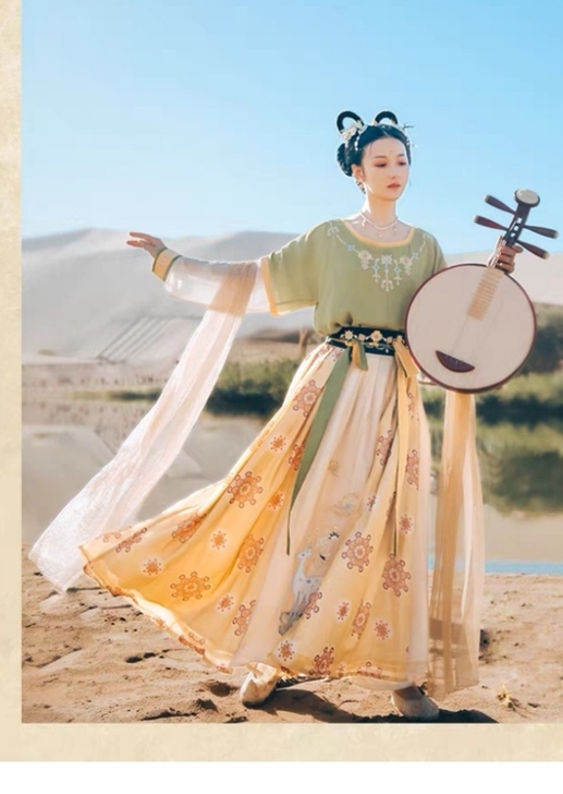 池夏 丝路传奇:绿芜 原创改良汉服 唐制坦...