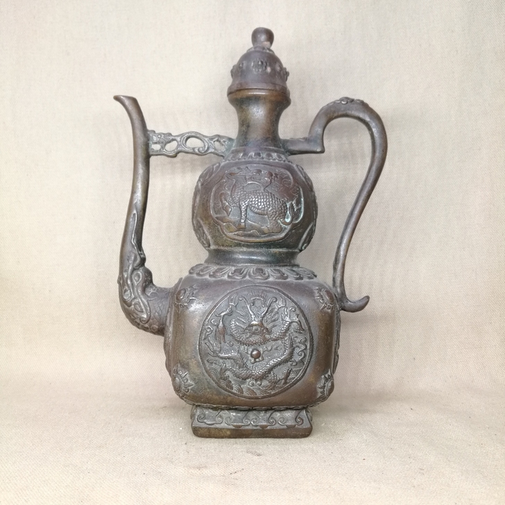 狴犴壶茶壶酒壶铜壶青龙铜器工艺品桌面摆件杂件