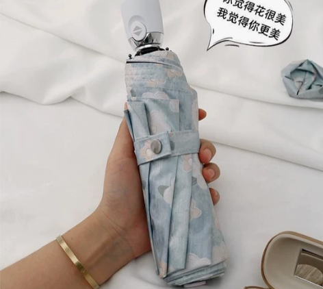 油画花朵雨伞小巧女文艺折叠晴雨两用太阳伞外...