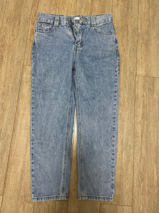 直筒牛仔裤Seven韩版两粒扣牛仔直筒裤女...