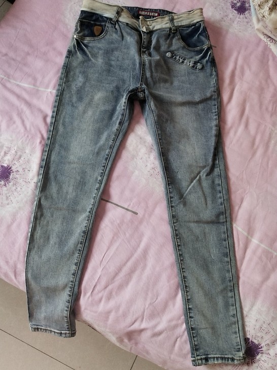 全新 常规 高腰 水洗 牛仔裤 牛仔裤显瘦