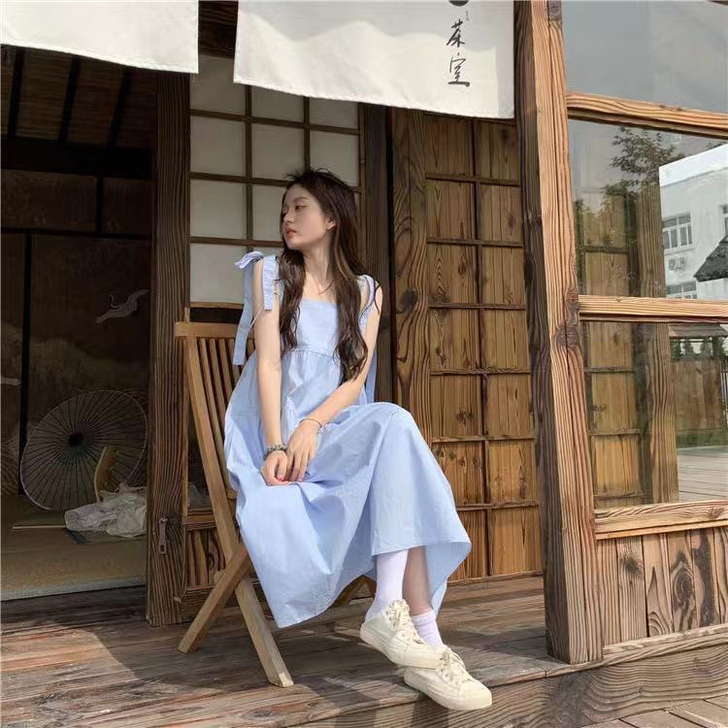 裙子女夏2021新款ins超仙学生吊带连衣...