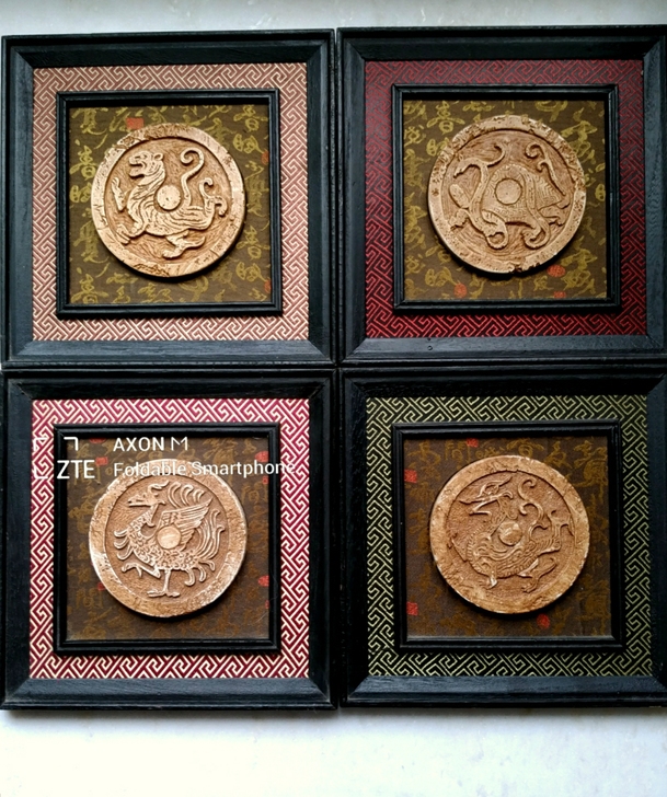 青龙白虎朱雀玄武瓦当雕件，家有四大灵兽装饰...