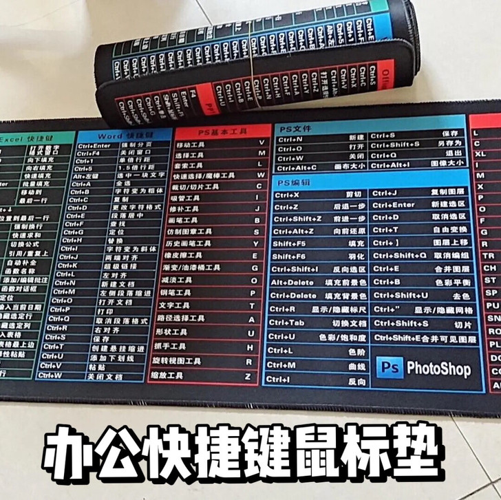 【全新捡漏】办公快捷键超大鼠标垫电脑桌垫加...