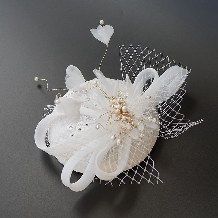 新娘婚纱汉服发饰晚宴礼服网纱头饰复古名媛蕾...