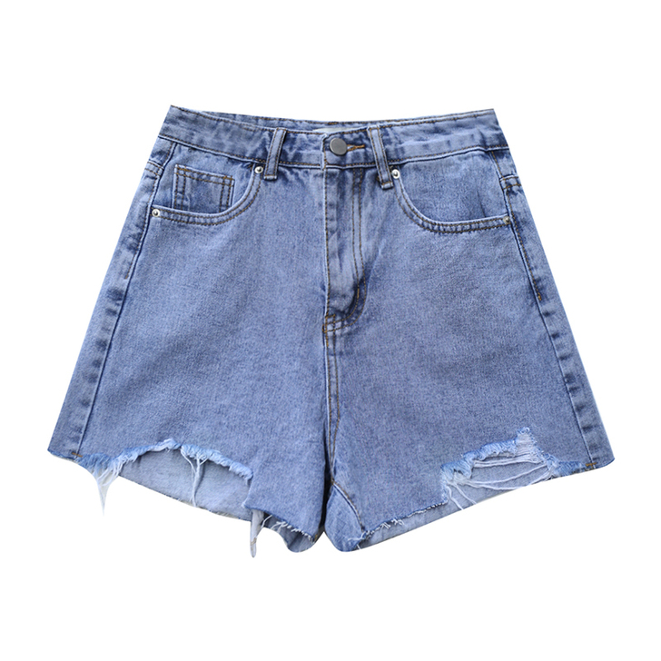 拾野森 夏装新款港味复古韩版高腰显瘦破洞牛...