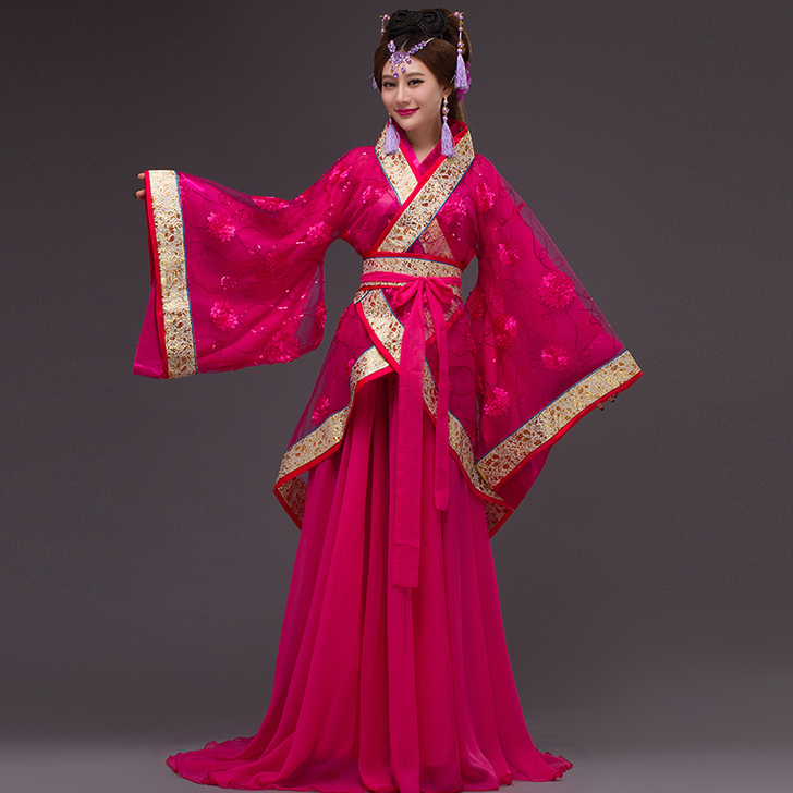 红色汉服女中国风唐朝贵妃仙女新娘写真古装影...