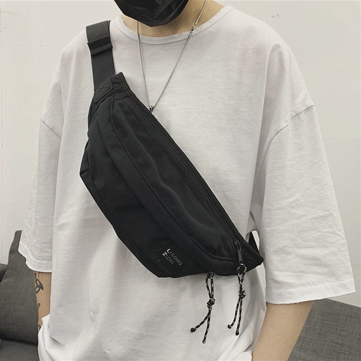 胸包男士ins潮牌运动学生单肩包休闲男生腰...