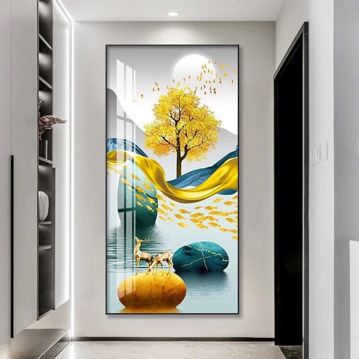 入户玄关装饰画走廊过道墙壁画竖版现代简约北...