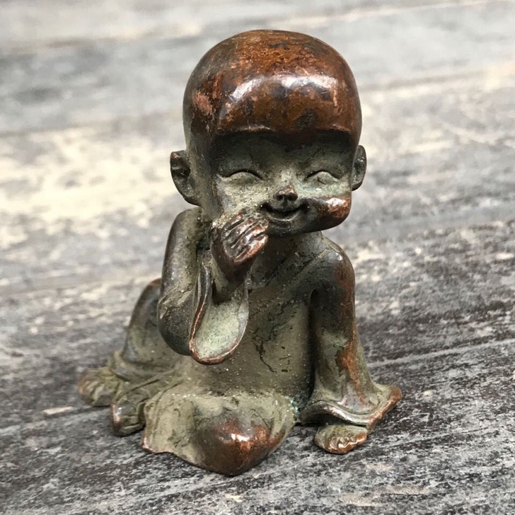 纯铜小和尚招财进宝铜佛像笑脸小铜佛摆件铜佛...