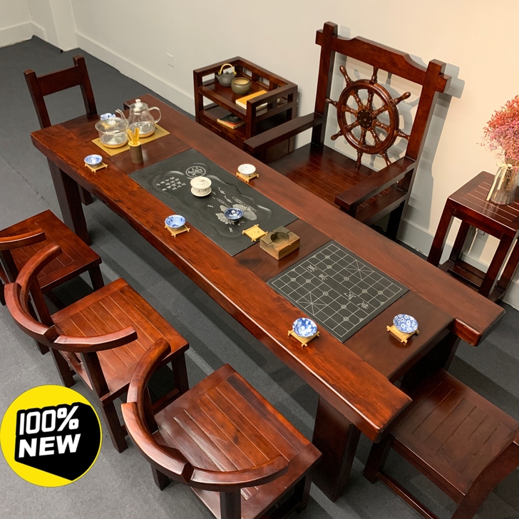 老船木茶桌船二手木茶桌椅组合实木功夫茶桌茶...