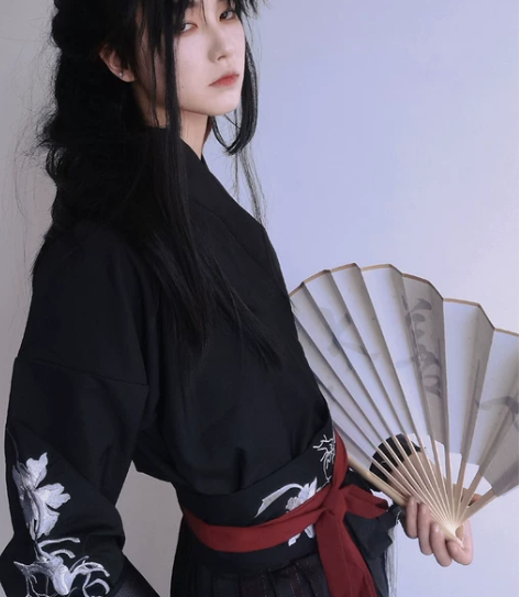 羽月司衣局原创汉服乌丝鹿刺绣汉元素交领衫套...