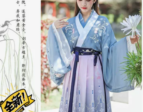 全新包邮原创汉服女魏晋风交领齐腰襦裙改良古...