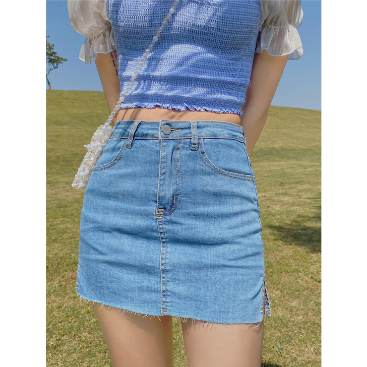 全新欧美经典款基础简约牛仔半身短裙