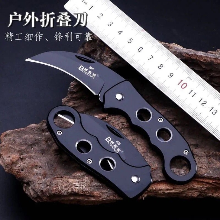 830露营战狼随身小刀折叠刀防身刀具求生弯...