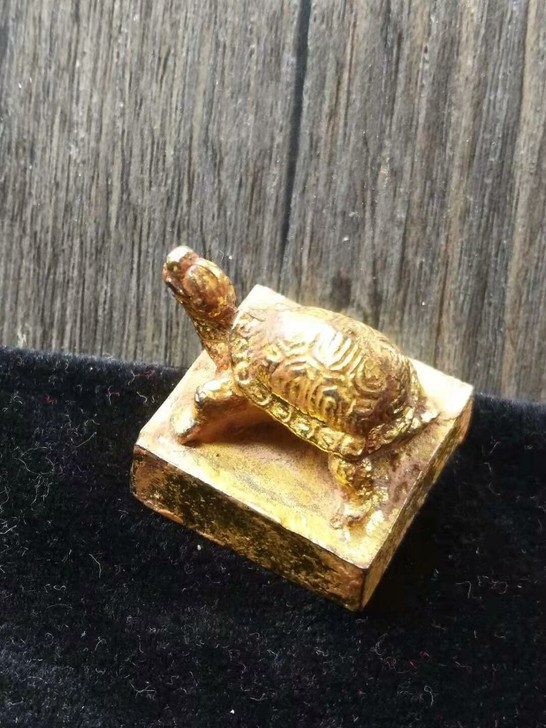清件鎏金工艺金龟印章一个 老古董文玩珠宝收...