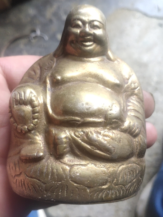 铜佛，9.5厘米高，笑口常开，看好拍不逯换。