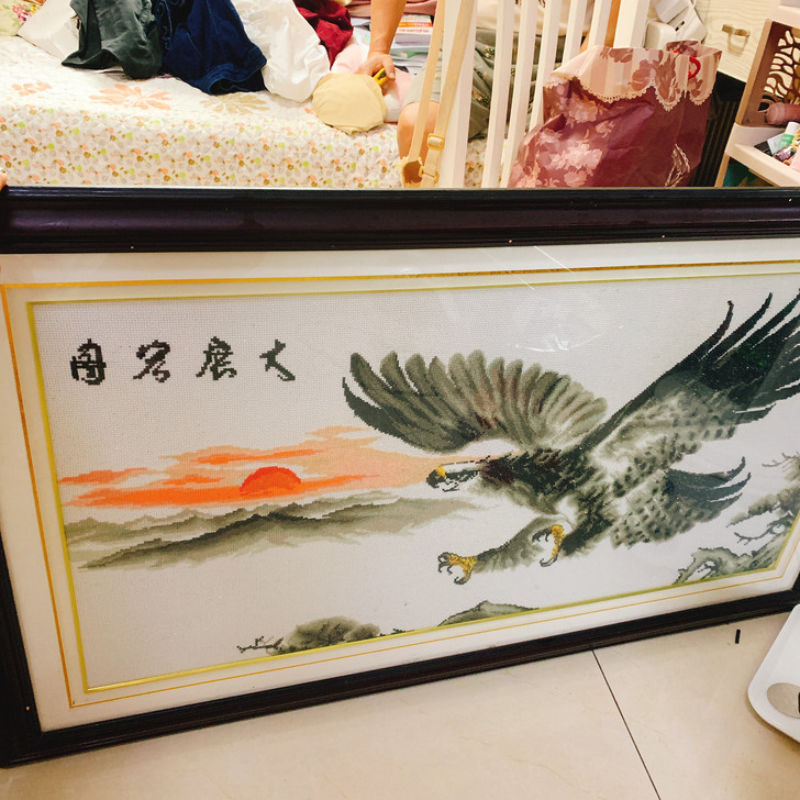 纯手工刺绣画 1千 可小刀 10963cm