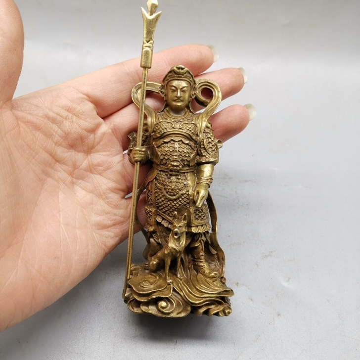 铜佛像二郎神杨戬道教郎君神摆件啸天犬铜像三...