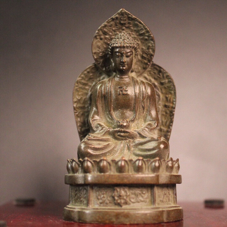 旧藏释迦摩尼佛像 背光药师佛摆件大日如来佛...