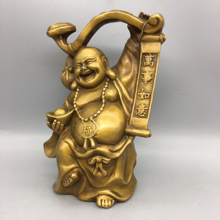 黄铜弥勒佛摆件万事如意笑佛 铜佛 家居装饰...