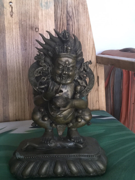 纯铜藏秘二臂玛哈嘎拉 藏传密宗铜佛像