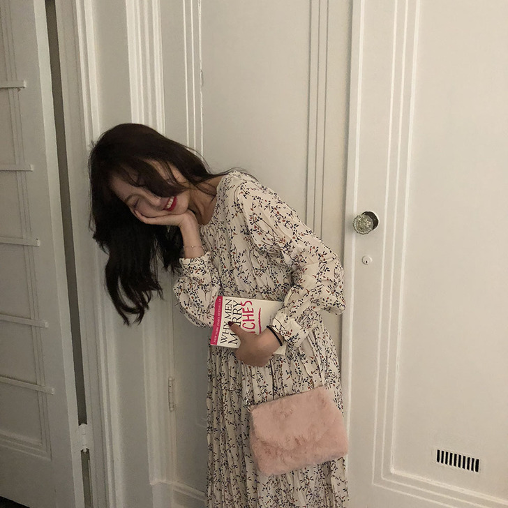 kumayes 韩版春季新款简约圆领小碎花...