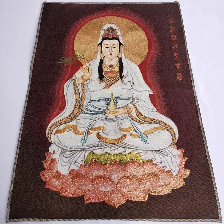 【特价】宗教佛像西藏唐卡织锦刺绣画，观音菩...