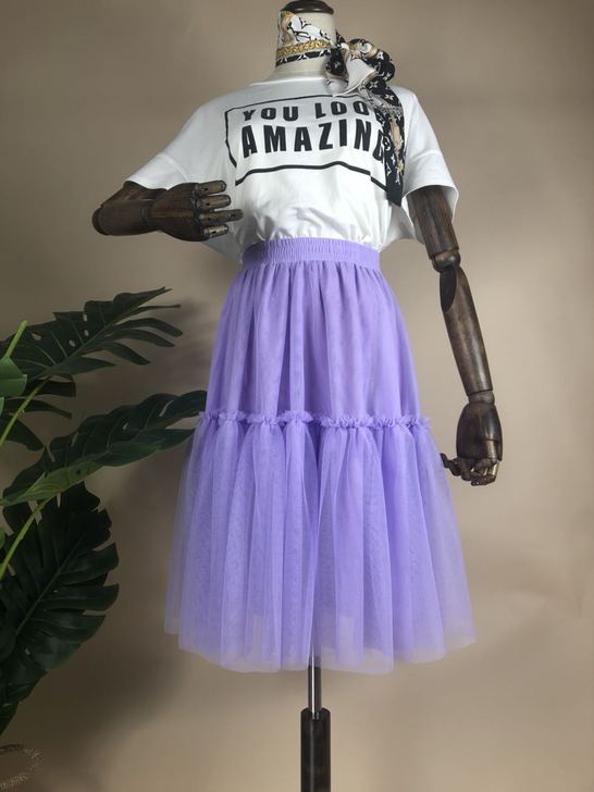 赫本优雅网纱多层 松紧腰高腰公主蓬裙 日常...