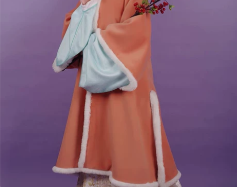【现货】衿娥明制汉服冬装圆领对襟披袄毛绒绒...