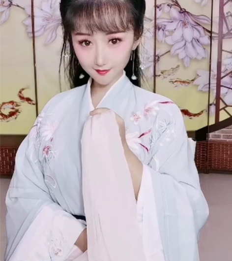 茗月萱绣花渐变蓝色汉服正品交领襦裙大全套三...